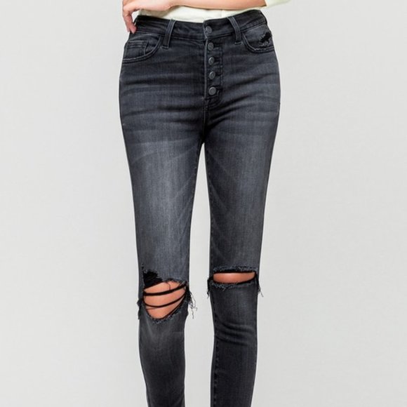 Vervet By Flying Monkey High Rise Distressed Skinny Jean - Picture 1 of 3